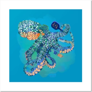 Pickleball octopus is well armed. By Pickleball ARTwear Posters and Art